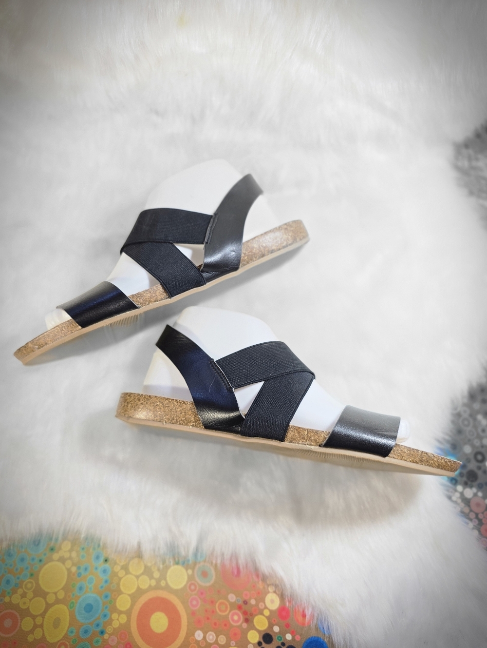 Universal Threads/Target Black Crisscross Elastic Strap Women's Sandals - Picture 5 of 11